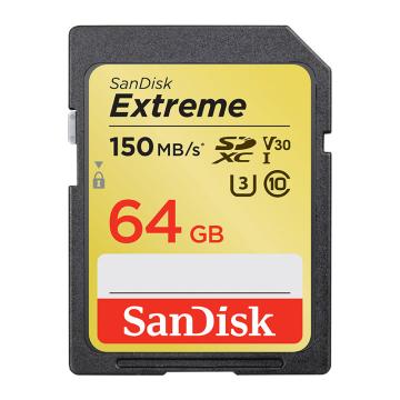 闪迪/SanDisk SD存储卡，SDXV6/64G U3 C10 V30 4K至尊极速版 读速150MB/s 售卖规格：1片