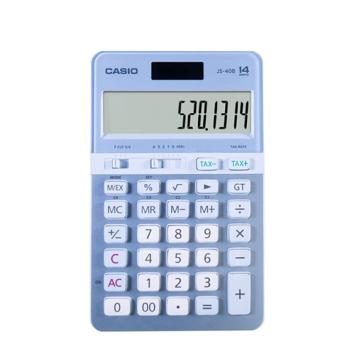 卡西欧/CASIO 简约快打计算器，JS-40B-BU 蓝色 14位双电源 176.5*109.5*21mm 售卖规格：1个