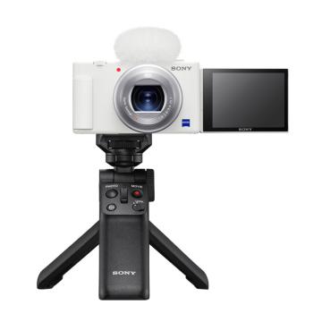索尼（SONY）ZV-1 Vlog數碼相機，白色 手柄電池套裝（ZV1）4K視頻/美膚拍攝/強悍對焦 Vloger必備