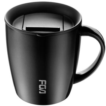 富光 咖啡杯，DCZ198001-380 創意牛奶杯304不銹鋼大容量馬克杯 380ML黑色