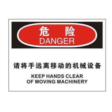 Blive OSHA危险标识-请将手远离移动的机械设备，自粘性乙烯，250×315mm，BL-S-32714 售卖规格：1包