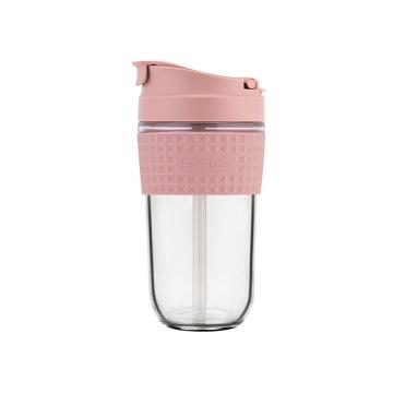 乐扣乐扣 啵啵杯，玻璃水杯夏季带吸管简约便携咖啡杯 LLG614PIK 500ml 粉色