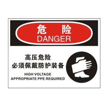 Blive 个人防护类危险标识-高压危险，戴防护装备，PP板，250×315mm，BL-PP-33090 售卖规格：1包