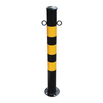嘉辽 75cm，侧耳提环型钢管警示柱，黑色烤漆黄色贴膜，JT1224 售卖规格：1个