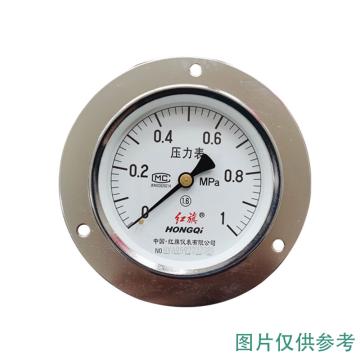 红旗 压力表，Y-60ZT 碳钢＋铜,轴向带边,M14×1.5,-0.1~0.15MPa 售卖规格：1台