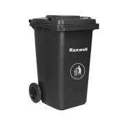 Raxwell 两轮移动塑料垃圾桶，户外垃圾桶，100L 灰黑色 HDPE材质（不可挂车）