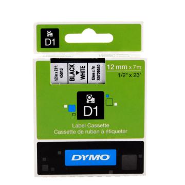 DYMO 商用D1电子标签带，SC45013 白底/黑字 12mm*7m 售卖规格：1卷