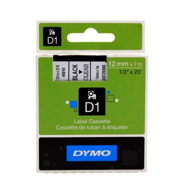 DYMO 商用D1电子标签带，SC45010 透明底/黑字 12mm*7m 售卖规格：1卷