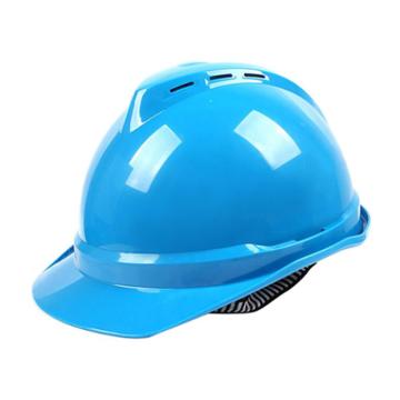 梅思安/MSA ABS安全帽，10172481 带透气孔，超爱戴帽衬，灰色针织布吸汗带，D型下颏带，湖蓝色 售卖规格：1顶