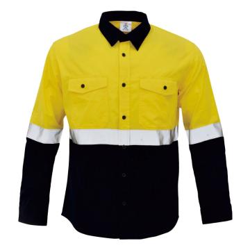 安大叔 警示反光夏季衬衫，JJ-G396-1-XL 黄色拼深蓝 售卖规格：1件