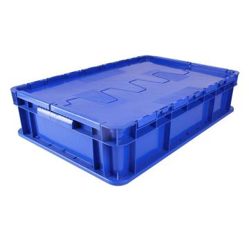 Raxwell 翻盖可堆周转箱，RHSS4076 TK-H,尺寸(mm):600×400×148,容量25.3L,蓝色 售卖规格：1个