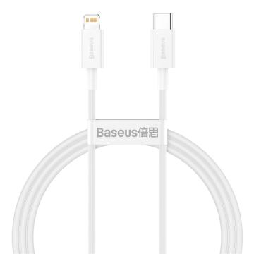 倍思pd快充线适用于苹果数据线20W充电线器iPhone12手机 白色 1米