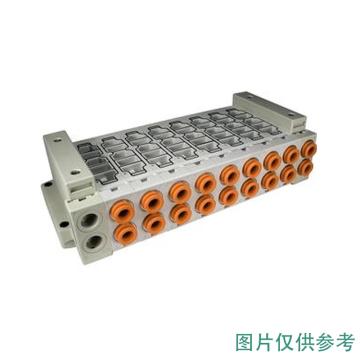 SMC 5通电磁阀，SS5Y9-43-06U-C12 底板配管型集装式,整体集装板,各自配线,43型 售卖规格：1个