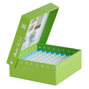 Cryomax 纸质冻存盒，绿色、翻盖、塑料9*9分格、2.0ml冻存管适用，IRBOX-2281-G 售卖规格：50只/箱