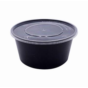 功成狮 圆形黑色一次性餐盒（透明盖），450ml 上口径11.8cm 下口径8.2cm 高6.5cm 450套/箱 售卖规格：1箱
