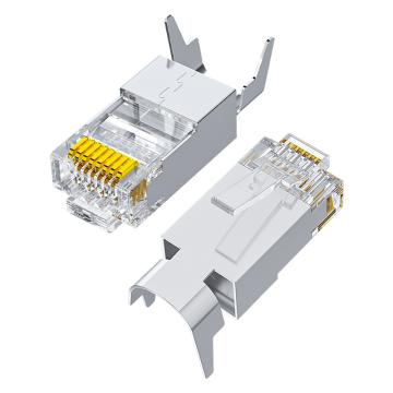 海乐 超六类8P8C屏蔽工程级网络RJ45水晶头，HT-526-10 网线接头 50u镀金 售卖规格：10个/盒