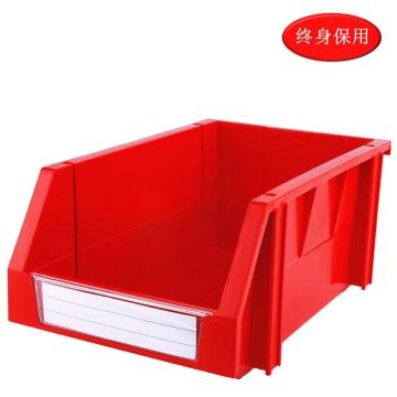 Raxwell 组立背挂零件盒 物料盒，TK003(标签牌1+标签纸1+立柱4) 外尺寸规格D*W*H(mm)：340×200×155，全新料，红色 售卖规格：1个
