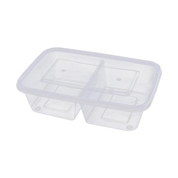 功成狮 方形双格透明一次性餐盒，650ml 长17.2cm 宽11.6cm 高4.7cm 300套/箱 售卖规格：1箱