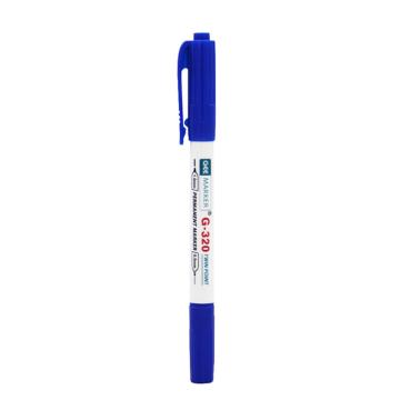 GEEMARKER 小双头记号笔，G-320蓝色 防水低氯核电工业笔标记笔 粗头1.0mm细头0.5mm 售卖规格：1支
