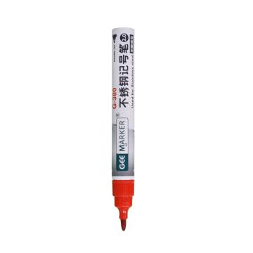 GEEMARKER 耐酸碱用记号笔，G-380红色 金属不锈钢表面标记记号笔2.0mm 售卖规格：1支