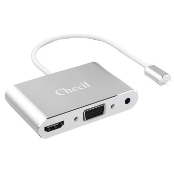 创乘/Checil 苹果三合一转换器，CC337 （HDMI+VGA+3.5音频） 金属银 售卖规格：1只