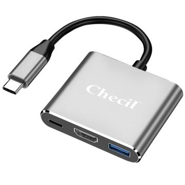 创乘/Checil TypeC三合一扩展坞，CT113G （HDMI+USB+PD快充）合金灰 售卖规格：1只