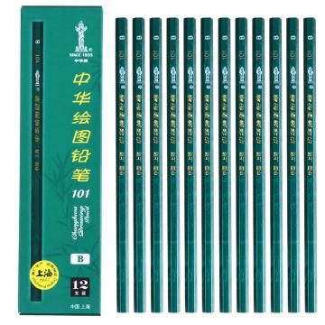 中华 铅笔，101 B 绘图铅笔 12支/盒 售卖规格：1盒
