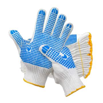 汉盾 10针漂白720g点塑纱线手套，HD-720G-10蓝点掌面点塑涤棉 12副/打 售卖规格：1打