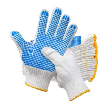 汉盾 7针漂白720g点塑纱线手套，HD-720G-7蓝点双面点塑涤棉 12副/打 售卖规格：1打