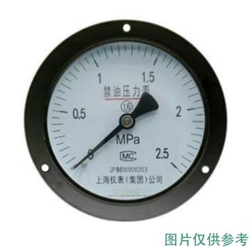 上仪 禁油压力表，YO-103碳钢+铜,轴向前带边 Φ100,0~0.16MPa,M20*1.5 售卖规格：1个