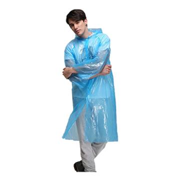 屹添 一次性雨衣，PE，蓝色，均码 敞口连帽款，均码 售卖规格：1件
