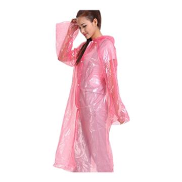 屹添 一次性雨衣，PE，粉色，均码 敞口连帽款，均码 售卖规格：1件