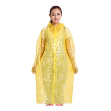 屹添 一次性雨衣，PE，黄色，均码 敞口连帽款，均码 售卖规格：1件