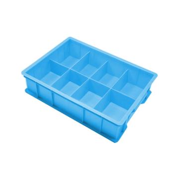英达斯贝克 塑料固定式分格周转箱，大号8格-天蓝色 外尺寸:440×320×100mm 售卖规格：1个