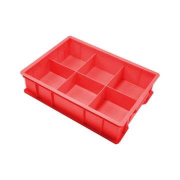 英达斯贝克 塑料固定式分格周转箱，大号6格-红色 外尺寸:440×320×100mm 售卖规格：1个