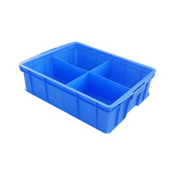 英达斯贝克 塑料固定式分格周转箱，570四格箱-蓝色 外尺寸:565×420×155mm 售卖规格：1个