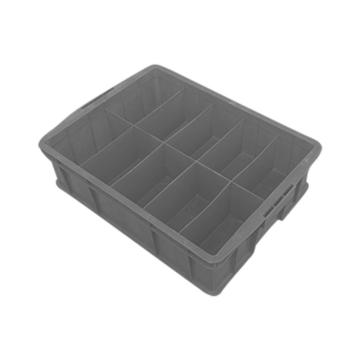 英达斯贝克 塑料固定式分格周转箱，570十格箱-灰色 外尺寸:565×420×155mm 售卖规格：1个