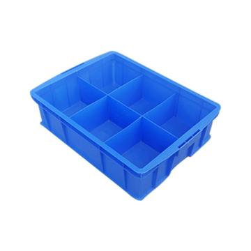 英达斯贝克 塑料固定式分格周转箱，570六格箱-蓝色 外尺寸:565×420×155mm 售卖规格：1个
