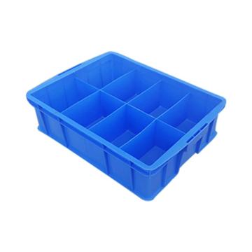 英达斯贝克 塑料固定式分格周转箱，570八格箱-蓝色 外尺寸:565×420×155mm 售卖规格：1个
