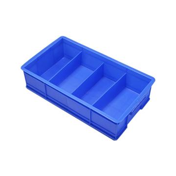 英达斯贝克 塑料固定式分格周转箱，小号4格-蓝色 外尺寸:350×200×85mm 售卖规格：1个