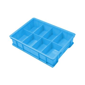 英达斯贝克 塑料固定式分格周转箱，中号8格-天蓝色 外尺寸:370×275×83mm 售卖规格：1个