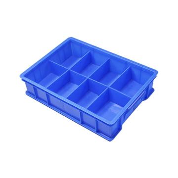 英达斯贝克 塑料固定式分格周转箱，中号8格-蓝色 外尺寸:370×275×83mm 售卖规格：1个