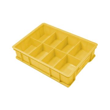 英达斯贝克 塑料固定式分格周转箱，中号8格-黄色 外尺寸:370×275×83mm 售卖规格：1个