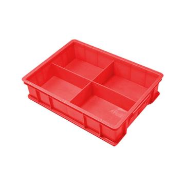 英达斯贝克 塑料固定式分格周转箱，中号4格-红色 外尺寸:370×275×83mm 售卖规格：1个