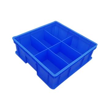 英达斯贝克 塑料固定式分格周转箱，方6格-蓝色 外尺寸:395×395×125mm 售卖规格：1个