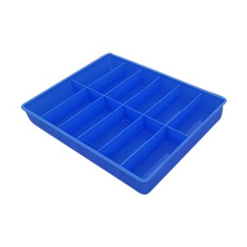 英达斯贝克 塑料固定式分格周转箱，12格-蓝色 外尺寸:443×348×60mm 售卖规格：1个