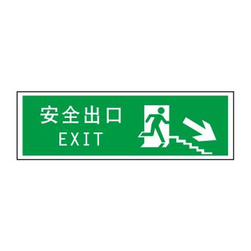 嘉辽 经济型夜光墙贴疏散标志安全出口右下楼梯，12×30cm，EBS0820 售卖规格：1个