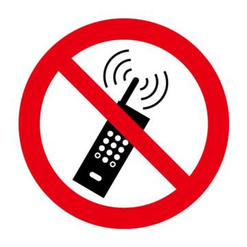 嘉辽 GB安全警示标签（禁止使用手机)，直径10cm，自粘型乙烯，EBS2389 售卖规格：10片/包