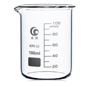 垒固 玻璃烧杯，B-000125 100mL，3.3高硼硅无色玻璃，带刻度 售卖规格：1个