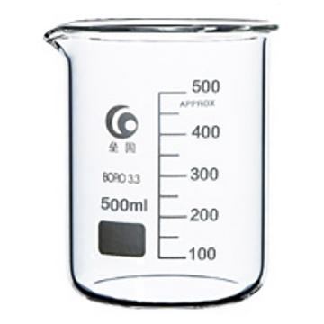 垒固 玻璃烧杯，B-000131 500mL，3.3高硼硅无色玻璃，带刻度 售卖规格：1个